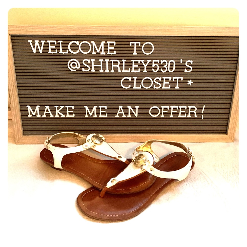 White Tommy Hilfiger sandal with side buckle strap